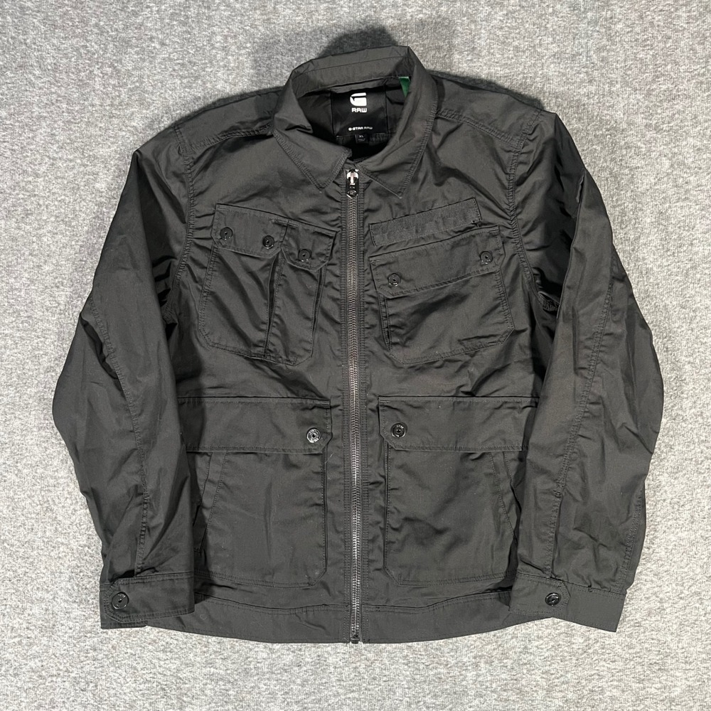 G-Star Raw Airblaze Jacket Mens XL Black Full Zip Multi Pocket Field D16165